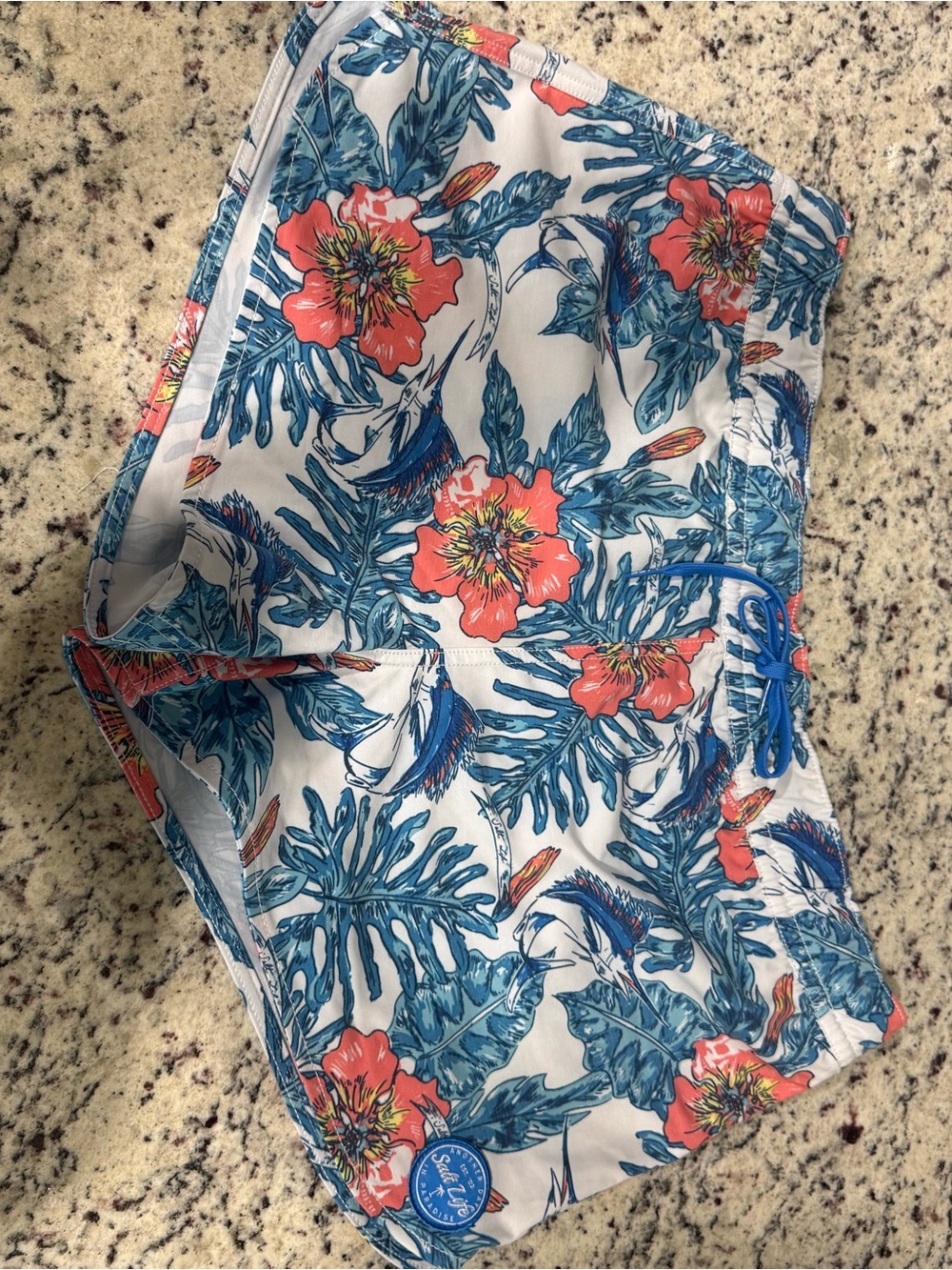 Salt Life Tropical Floral Women's Shorts - Blue & Coral